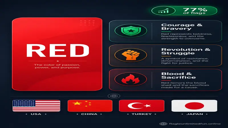 Flag red color symbolism meaning courage revolution sacrifice infographic