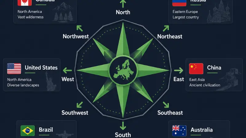 Flagle compass direction arrows showing all 8 directions north south east west northeast