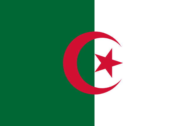 Flag of Algeria — green and white vertical bicolor with red crescent and star
