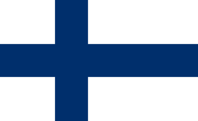 Flag of Finland — white background representing snow and winter landscape