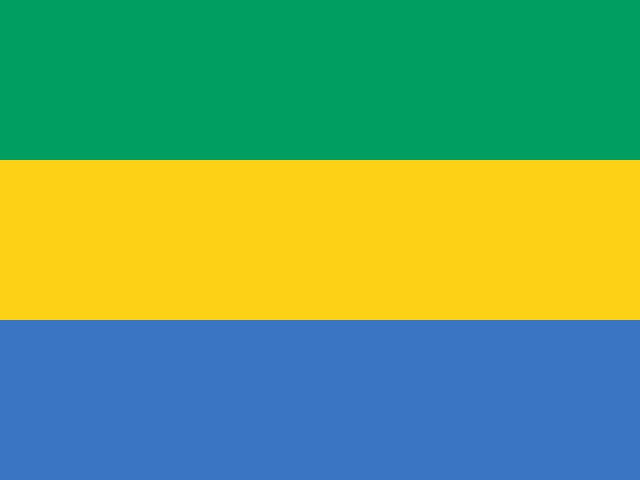 Flag of Gabon — green yellow blue horizontal tricolor
