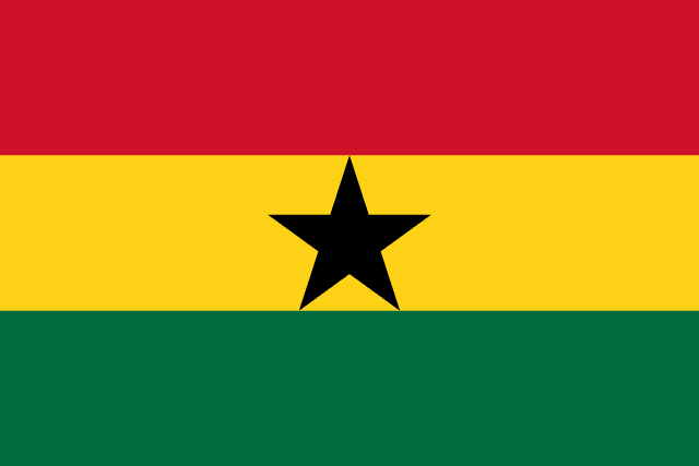 Flag of Ghana — red gold green horizontal tricolor with black star of Africa