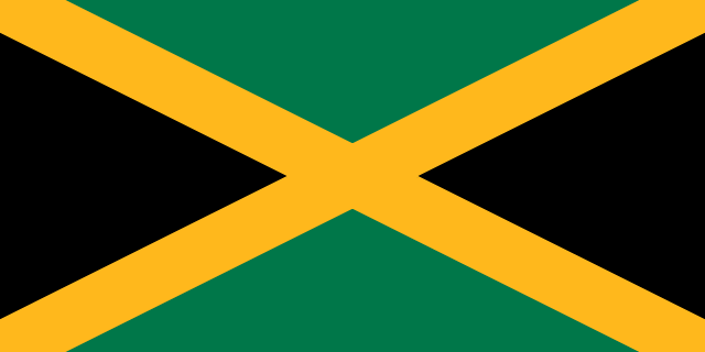 Flag of Jamaica — black X representing hardships overcome