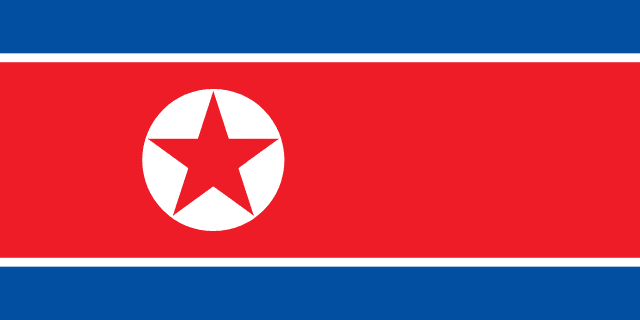 Flag of North Korea — red white blue stripes with star