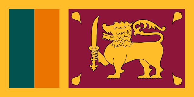 Flag of Sri Lanka — maroon field with golden lion holding sword