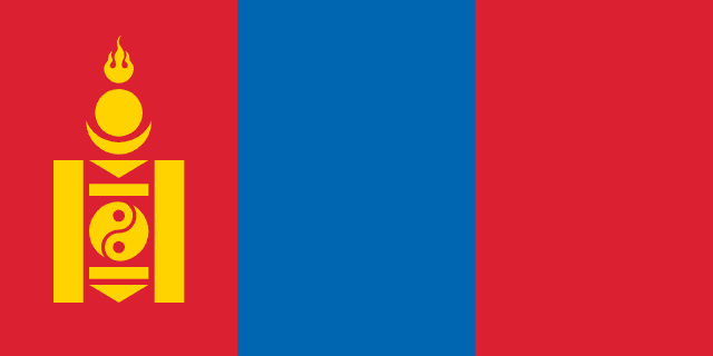 Flag of Mongolia — blue red stripes with Soyombo symbol