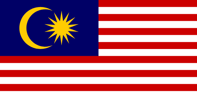 Flag of Malaysia — stripes with crescent and star on blue canton