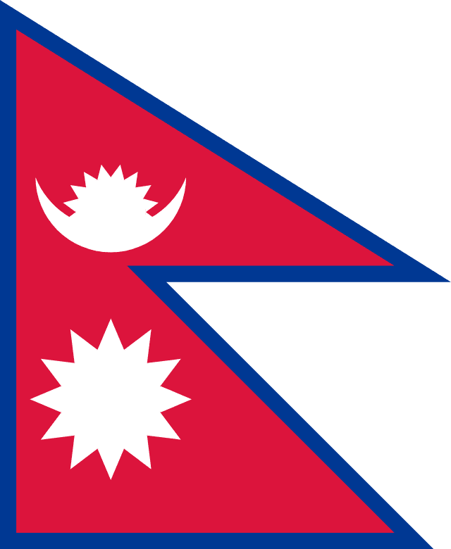 Flag of Nepal — unique double pennon shape in red and blue