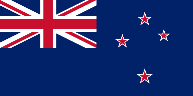 Flag of New Zealand — blue ensign with Union Jack and four red stars