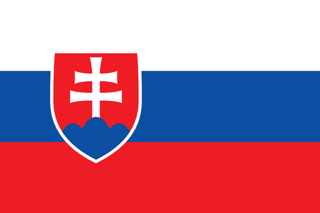 Flag of Slovakia — white blue red horizontal tricolor with Slovak coat of arms