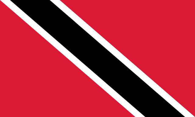 Flag of Trinidad and Tobago — red field with black and white diagonal stripe