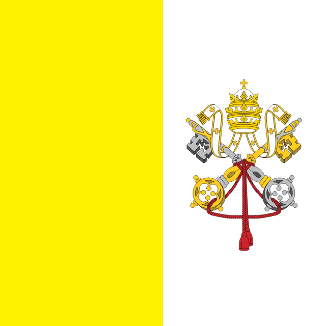 Flag of Vatican City — square yellow and white with papal symbols